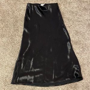 NWT Satin black midi skirt